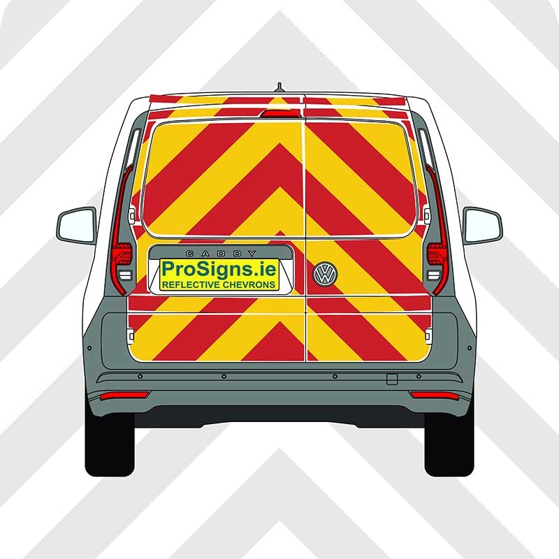 Volkswagen Caddy 2021–Present Chevron Kit – Full Rear – Segmented or Flooded Format – Engineer Grade or Prismatic Reflective Material – Double Doors