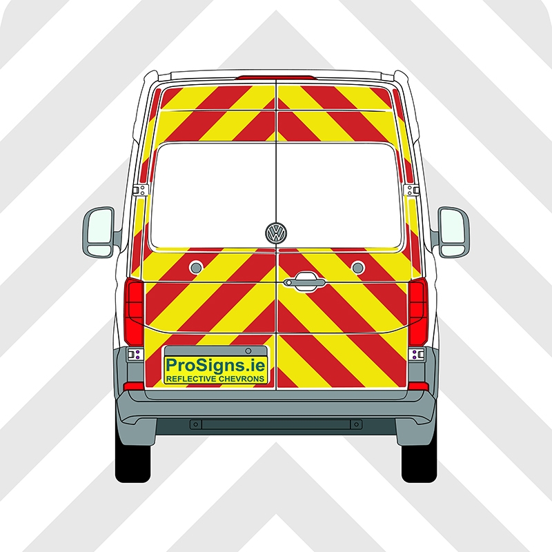 Volkswagen Crafter 2018–Present Chevron Kit – No Windows – Segmented or Flooded Format – Engineer Grade or Prismatic Reflective Material – Double Doors – Medium Roof (H2)