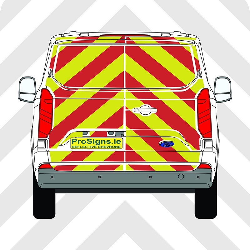 Ford Custom 2024 Chevron Kit – Full Rear – Segmented or Flooded Format – Engineer Grade or Prismatic Reflective Material – Double Doors – Low Roof (H1)