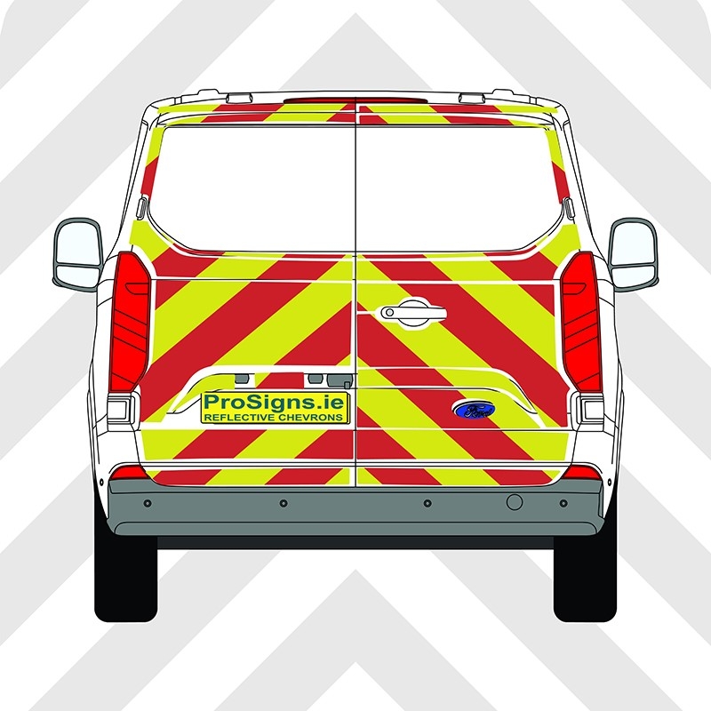 Ford Custom 2024 Chevron Kit – No Windows – Segmented or Flooded Format – Engineer Grade or Prismatic Reflective Material – Double Doors – Low Roof (H1)