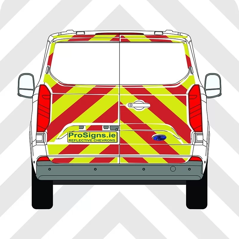 Ford Custom 2024 Chevron Kit – No Windows – Segmented or Flooded Format – Engineer Grade or Prismatic Reflective Material – Double Doors – Low Roof (H1)