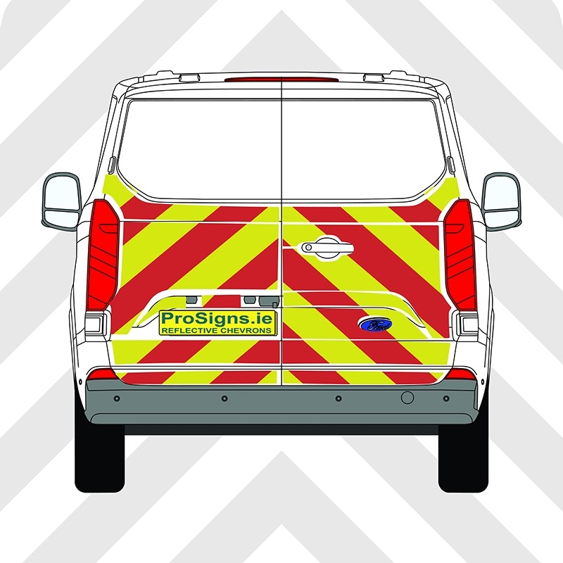 Ford Custom 2024 Chevron Kit – Half Rear – Segmented or Flooded Format – Engineer Grade or Prismatic Reflective Material – Double Doors – Low Roof (H1)