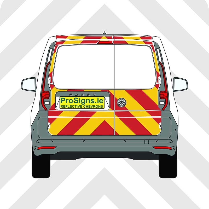 Volkswagen Caddy 2021–Present Chevron Kit – No Windows – Segmented or Flooded Format – Engineer Grade or Prismatic Reflective Material – Double Doors