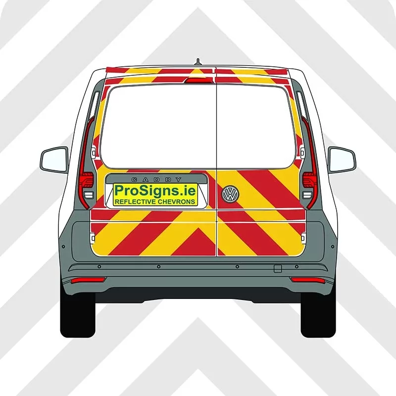 Volkswagen Caddy 2021–Present Chevron Kit – No Windows – Segmented or Flooded Format – Engineer Grade or Prismatic Reflective Material – Double Doors
