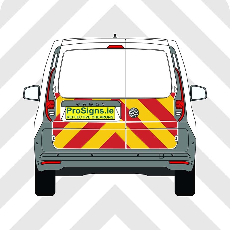 Volkswagen Caddy 2021–Present Chevron Kit – Half Rear – Segmented or Flooded Format – Engineer Grade or Prismatic Reflective Material – Double Doors