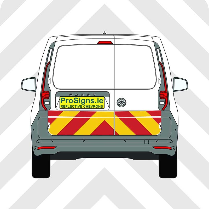 Volkswagen Caddy 2021–Present Chevron Kit – One Quarter Rear – Segmented or Flooded Format – Engineer Grade or Prismatic Reflective Material – Double Doors
