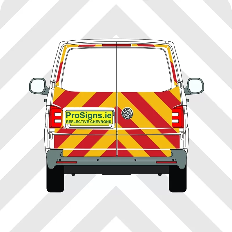 Volkswagen Transporter 2016–2024 Chevron Kit – No Windows – Segmented or Flooded Format – Engineer Grade or Prismatic Reflective Material – Double Doors – Low Roof (H1))