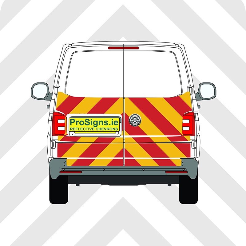 Volkswagen Transporter 2016–2024 Chevron Kit – Half Rear – Segmented or Flooded Format – Engineer Grade or Prismatic Reflective Material – Double Doors – Low Roof (H1)