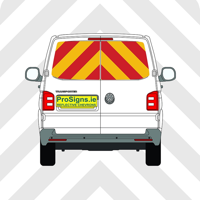 Volkswagen Transporter 2016–2024 Chevron Kit – Windows Only – Segmented or Flooded Format – Engineer Grade or Prismatic Reflective Material – Double Doors – Low Roof (H1)