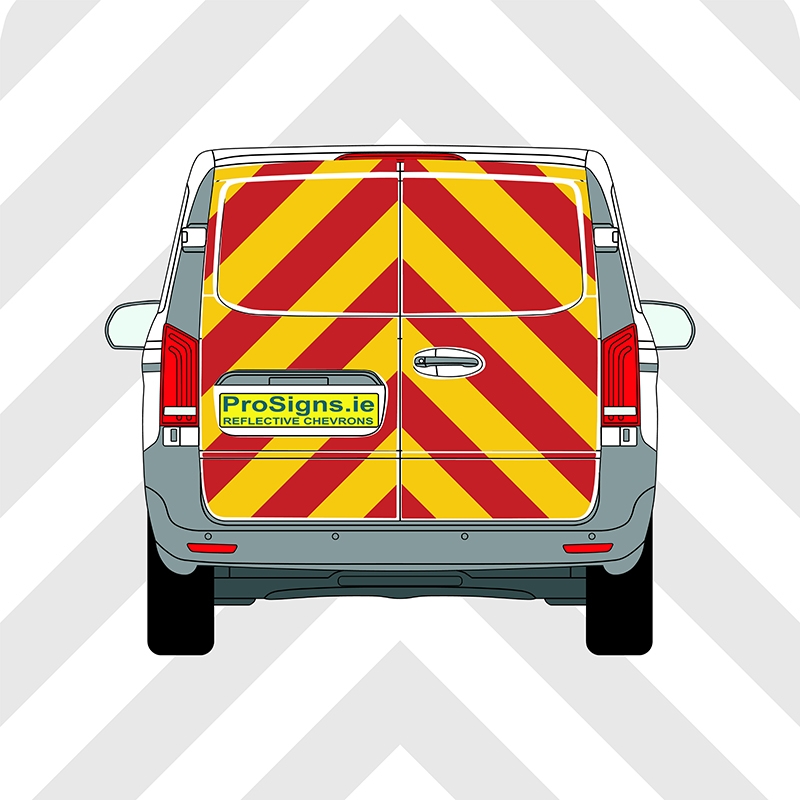 Mercedes Vito 2015–Present Chevron Kit – Full Rear – Segmented or Flooded Format – Engineer Grade or Prismatic Reflective Material – Double Doors