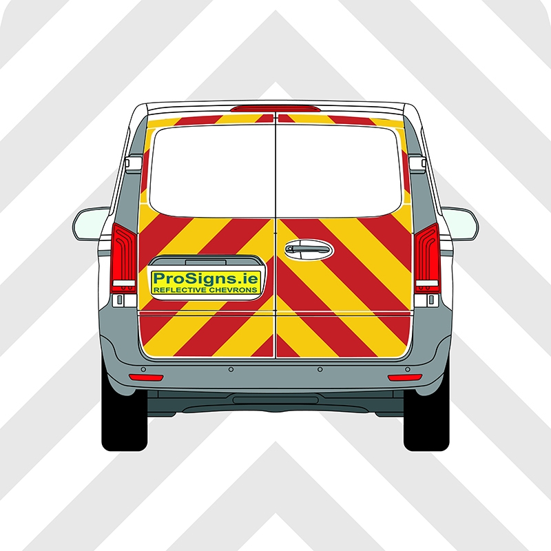 Mercedes Vito 2015–Present Chevron Kit – No Windows – Segmented or Flooded Format – Engineer Grade or Prismatic Reflective Material – Double Doors