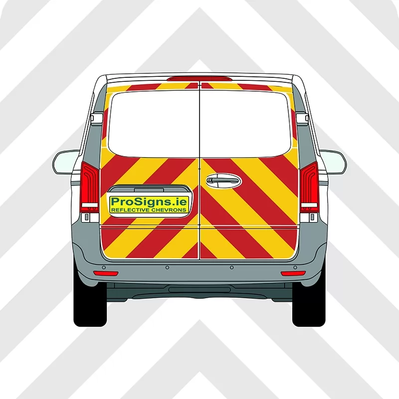 Mercedes Vito 2015–Present Chevron Kit – No Windows – Segmented or Flooded Format – Engineer Grade or Prismatic Reflective Material – Double Doors