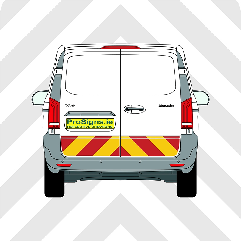 Mercedes Vito 2015–Present Chevron Kit – One Quarter – Segmented or Flooded Format – Engineer Grade or Prismatic Reflective Material – Double Doors