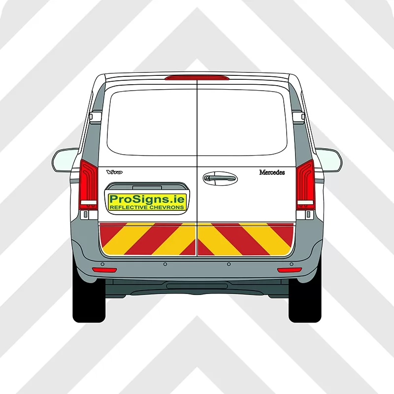 Mercedes Vito 2015–Present Chevron Kit – One Quarter – Segmented or Flooded Format – Engineer Grade or Prismatic Reflective Material – Double Doors