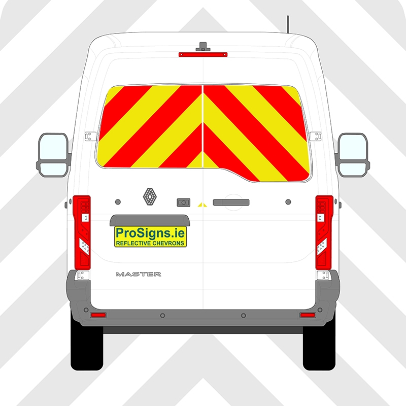 Renault Master 2024 - Present Chevron Kit – Windows Only – Segmented or Flooded Format – Engineer Grade or Prismatic Reflective Material – Double Doors – Medium Roof (H2)