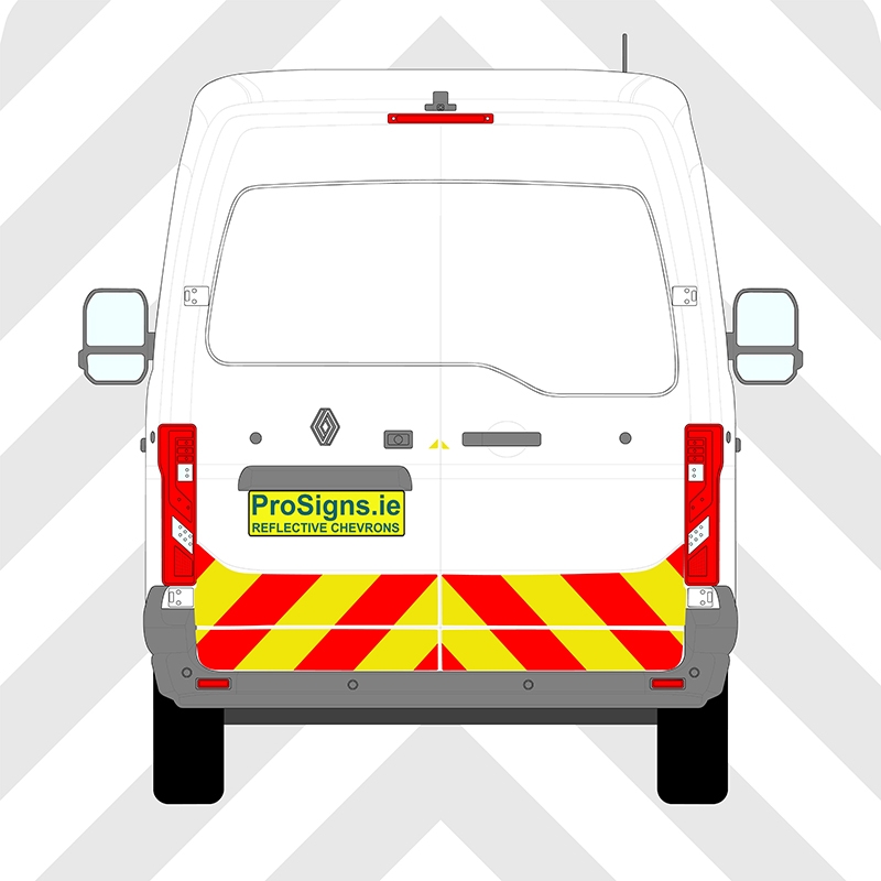 Renault Master 2024–Present Chevron Kit – One-Quarter Rear – Segmented or Flooded Format – Engineer Grade or Prismatic Reflective Material – Double Doors – Medium Roof (H2)
