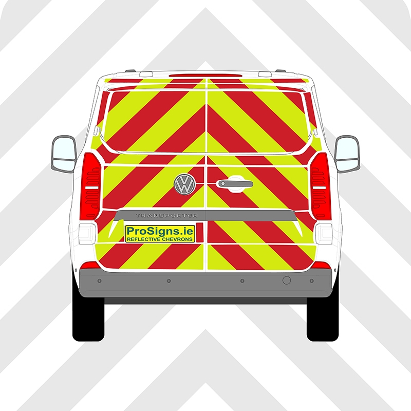 Volkswagen Transporter 2024 - Present Chevron Kit – Full Rear – Segmented or Flooded Format – Engineer Grade or Prismatic Reflective Material – Double Doors – Low Roof (H1)