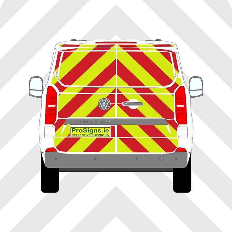 Volkswagen Transporter 2024 - Present Chevron Kit – Full Rear – Segmented or Flooded Format – Engineer Grade or Prismatic Reflective Material – Double Doors – Low Roof (H1)
