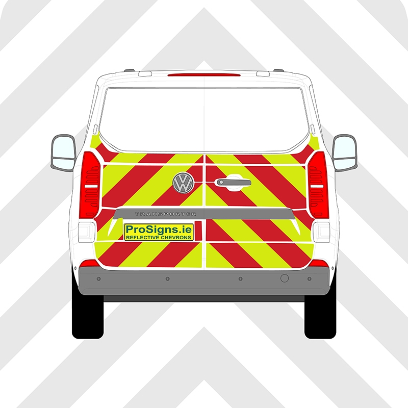 Volkswagen Transporter 2024 - Present Chevron Kit – Half Rear – Segmented or Flooded Format – Engineer Grade or Prismatic Reflective Material – Double Doors – Low Roof (H1)