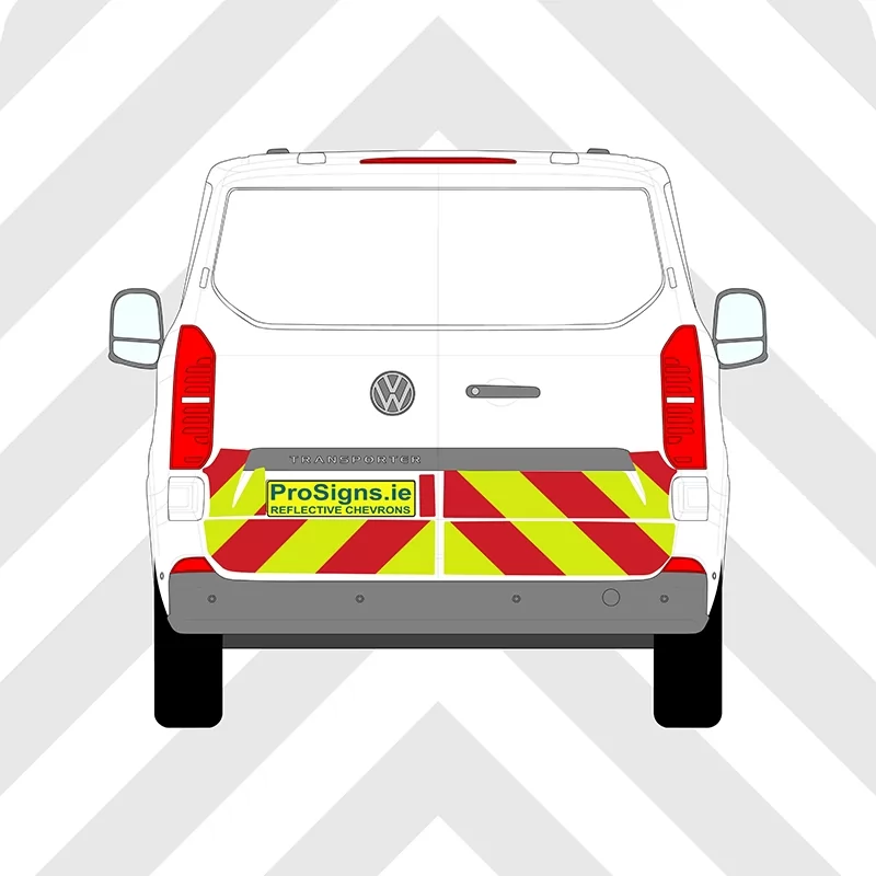 Volkswagen Transporter 2024 - Present Chevron Kit – One Quarter Rear – Segmented or Flooded Format – Engineer Grade or Prismatic Reflective Material – Double Doors – Low Roof (H1)