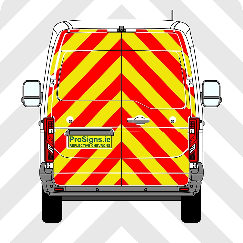 Nissan Interstar 2024 - Present MR (H2) - Chevron Kit – Full Rear – Segmented or Flooded Format – Engineer Grade or Prismatic Reflective Material – Double Doors – Medium Roof (H2)