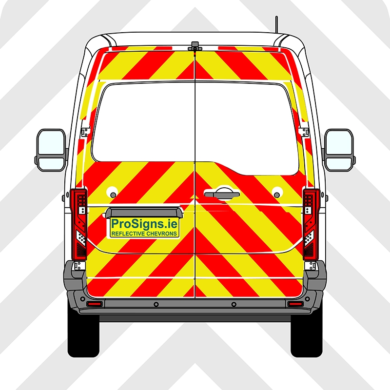 Nissan Interstar 2024 - Present MR (H2) Chevron Kit – No Windows – Segmented or Flooded Format – Engineer Grade or Prismatic Reflective Material – Double Doors – Medium Roof (H2)