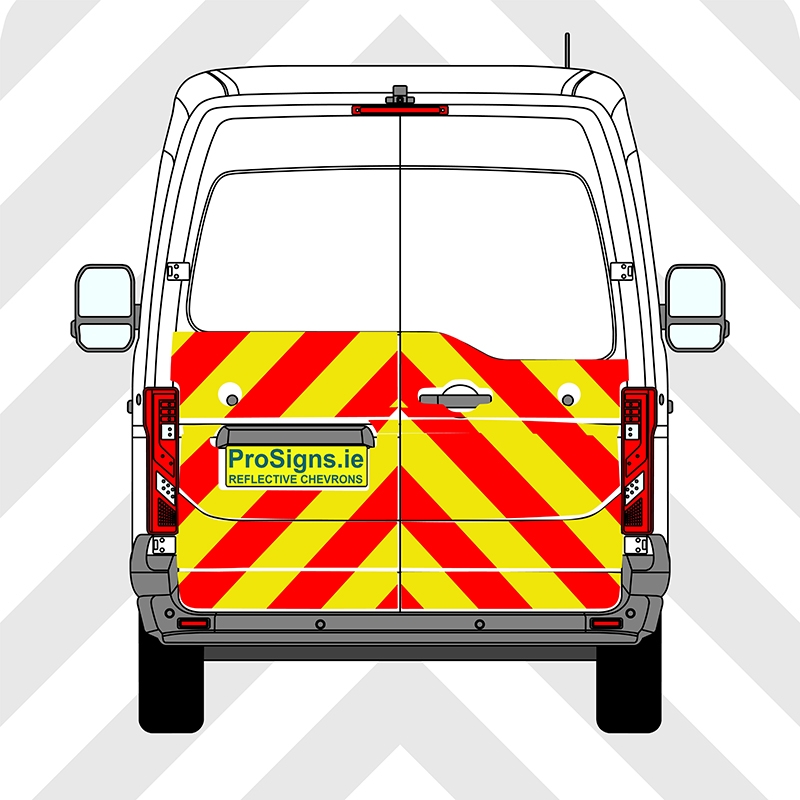 Nissan Interstar 2024 - Present MR (H2) Chevron Kit – Half Rear – Segmented or Flooded Format – Engineer Grade or Prismatic Reflective Material – Double Doors – Medium Roof (H2)