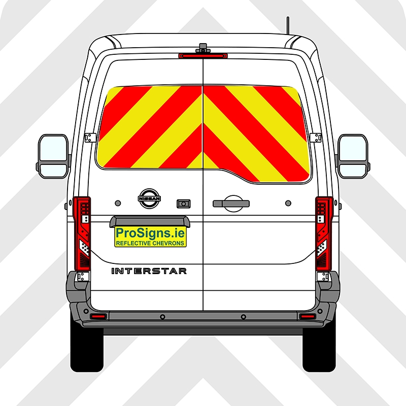 Nissan Interstar 2024 - Present MR (H2) Chevron Kit – Windows Only – Segmented or Flooded Format – Engineer Grade or Prismatic Reflective Material – Double Doors – Medium Roof (H2)