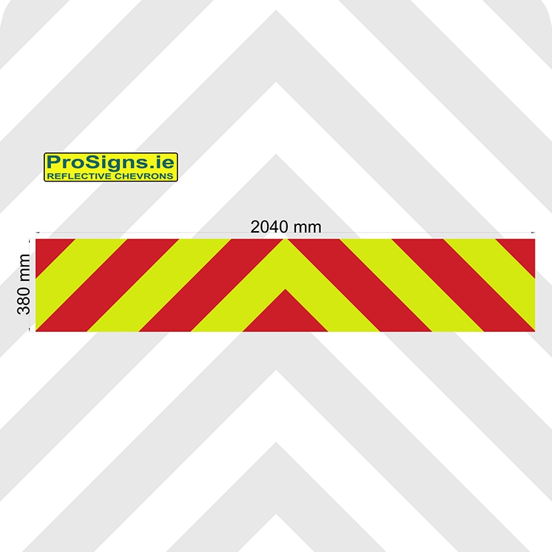 Custom Tailgate Chevron 2040 mm x 380 mm – Segmented or Flooded Format – Engineer Grade or Prismatic Reflective Material 