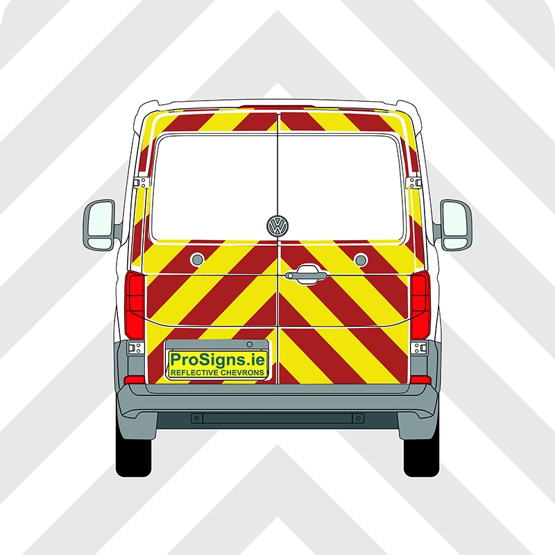 Volkswagen Crafter 2018 - Present Low Roof (H1) Chevron Kit – No Windows – Segmented or Flooded Format – Engineer Grade or Prismatic Reflective Material – Double Doors – Medium Roof (H2)