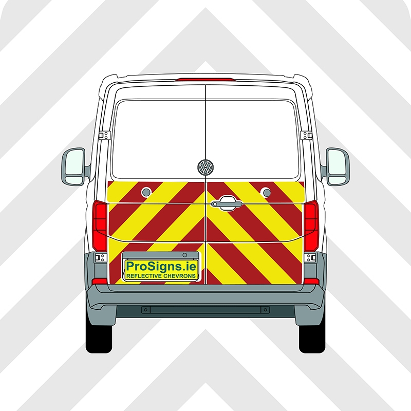 Volkswagen Crafter 2018 - Present Low Roof (H1) Chevron Kit – Half Rear – Segmented or Flooded Format – Engineer Grade or Prismatic Reflective Material – Double Doors – Medium Roof (H2)