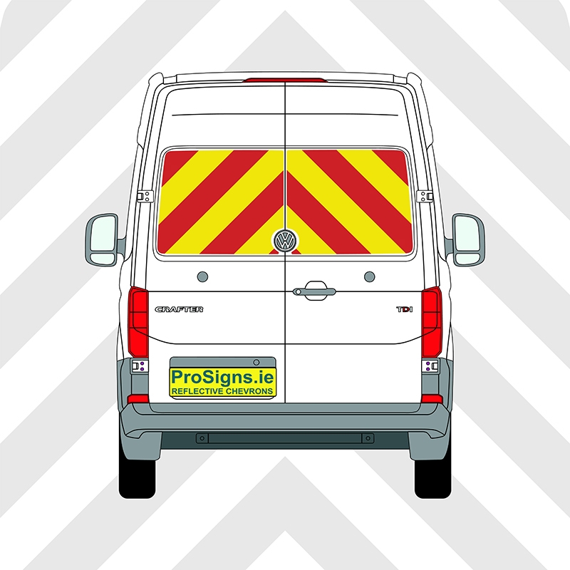 Volkswagen Crafter 2018 - Present MR (H2 Chevron Kit – Windows Only – Segmented or Flooded Format – Engineer Grade or Prismatic Reflective Material – Double Doors – Medium Roof (H2)