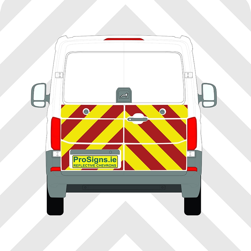 MAN TGE 2018 - Present Low Roof (H1) Chevron Kit – Half Rear – Segmented or Flooded Format – Engineer Grade or Prismatic Reflective Material – Double Doors – Medium Roof (H2)