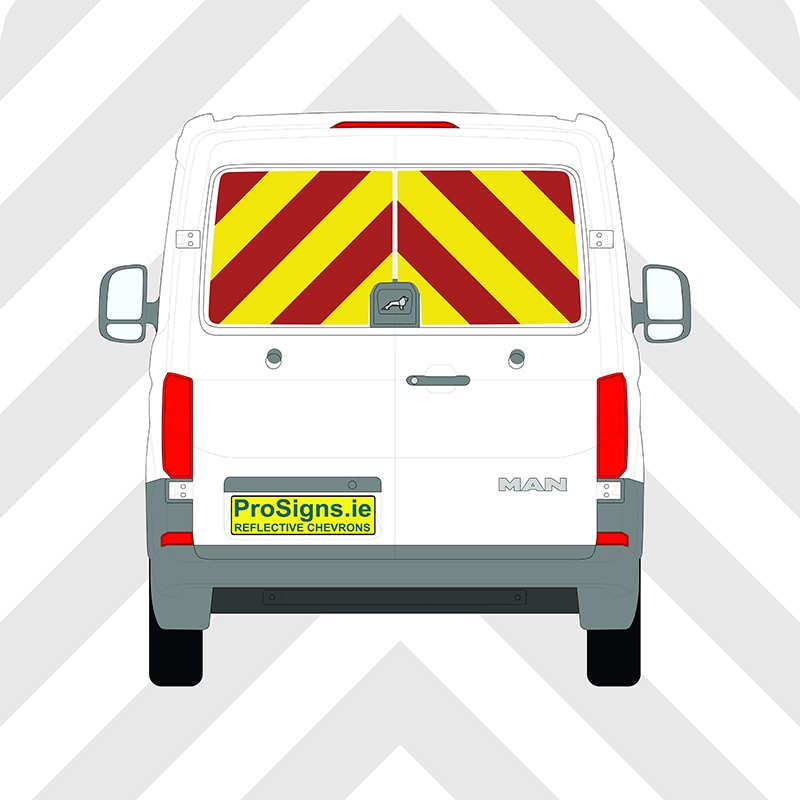 MAN TGE 2018 - Present Low Roof (H1) Chevron Kit – Windows Only – Segmented or Flooded Format – Engineer Grade or Prismatic Reflective Material – Double Doors – Medium Roof (H2)