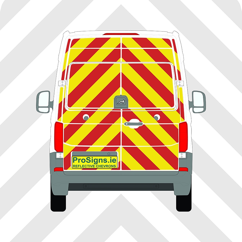 MAN TGE 2018–Present Chevron Kit – Full Rear – Segmented or Flooded Format – Engineer Grade or Prismatic Reflective Material – Double Doors – Medium Roof (H2)
