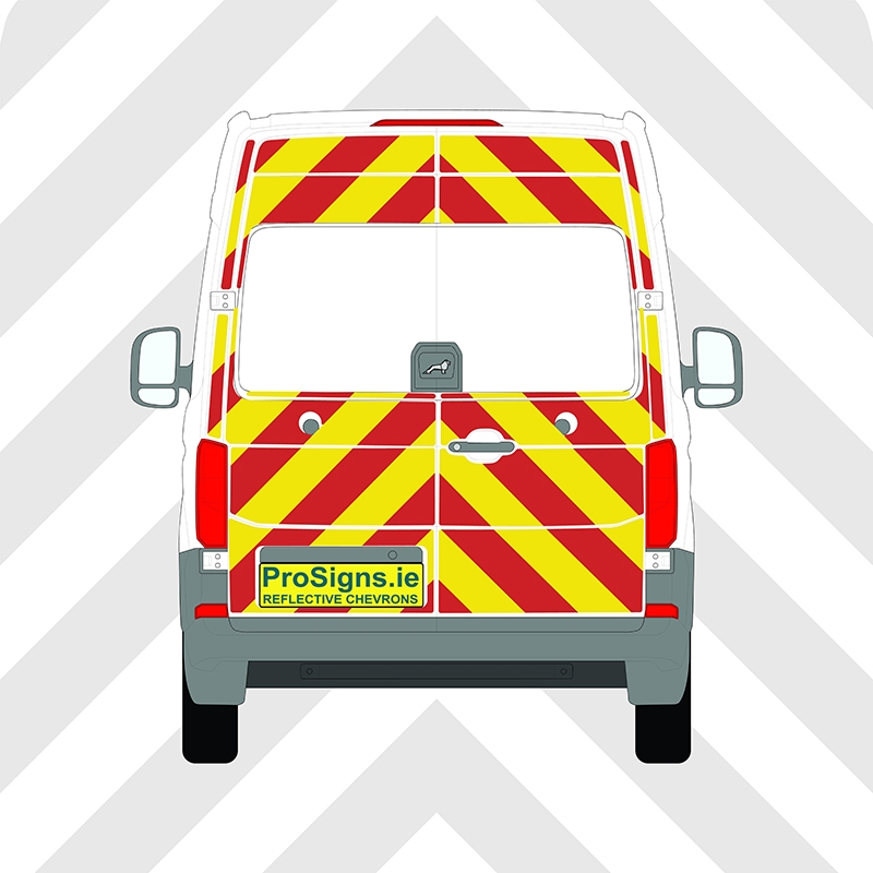 MAN TGE 2018–Present Chevron Kit – No Windows – Segmented or Flooded Format – Engineer Grade or Prismatic Reflective Material – Double Doors – Medium Roof (H2)