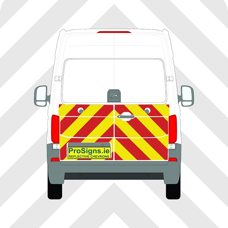 MAN TGE 2018–Present Chevron Kit – Half Rear – Segmented or Flooded Format – Engineer Grade or Prismatic Reflective Material – Double Doors – Medium Roof (H2)