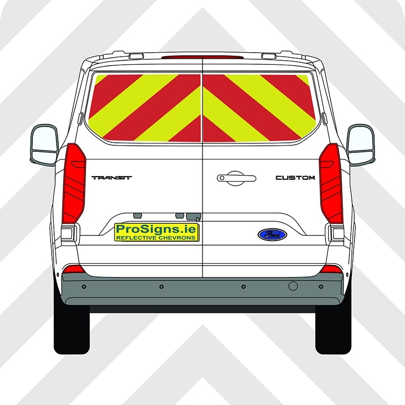 Ford Custom 2024 Chevron Kit – Windows Only – Segmented or Flooded Format – Engineer Grade or Prismatic Reflective Material – Double Doors – Low Roof (H1)