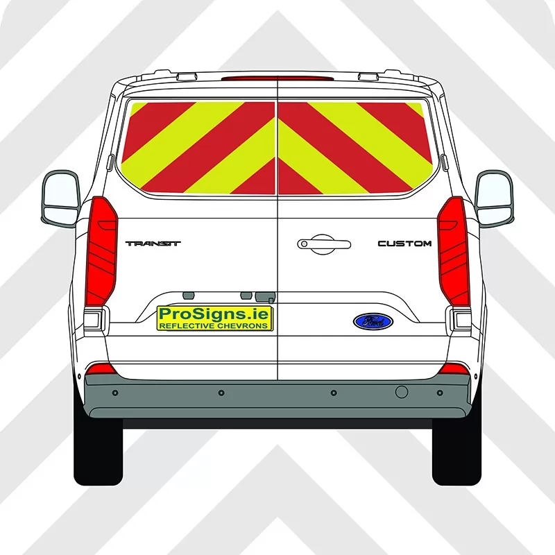 Ford Custom 2024 Chevron Kit – Windows Only – Segmented or Flooded Format – Engineer Grade or Prismatic Reflective Material – Double Doors – Low Roof (H1)