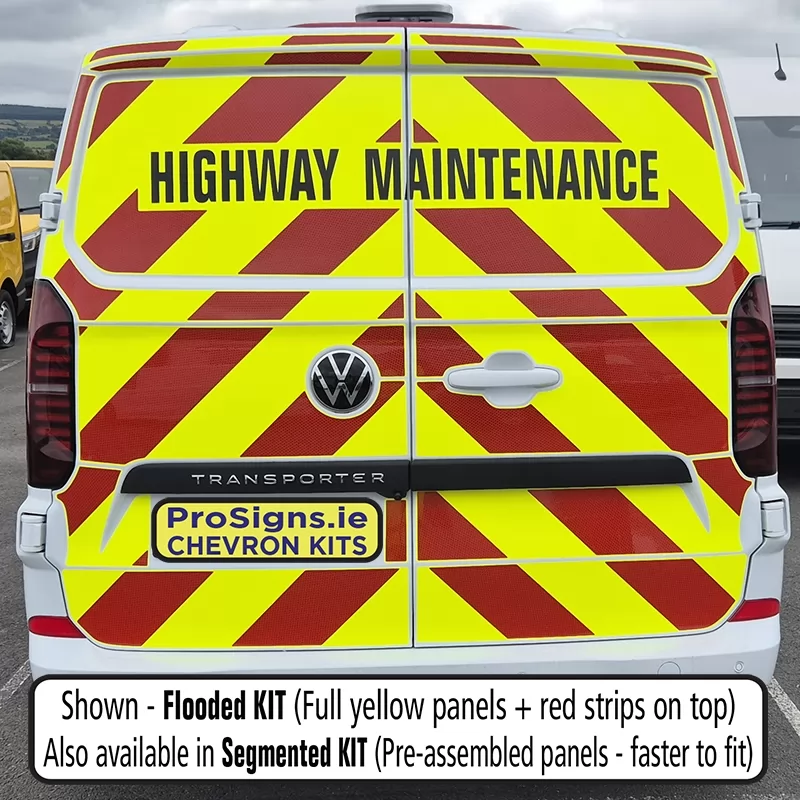 Volkswagen Transporter 2016–2024 LR (H1) full rear chevron kit – Chapter 8 reflective