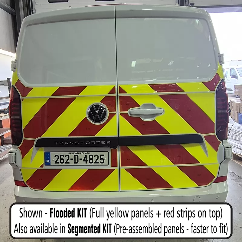 Volkswagen Transporter 2024–Present half rear chevron kit fitted – Chapter 8 reflective