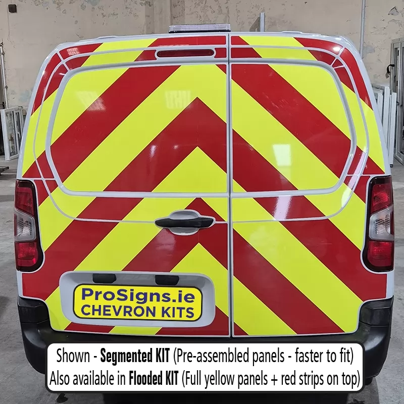 Peugeot Partner 2017–Present full rear chevron kit fitted (double rear doors)